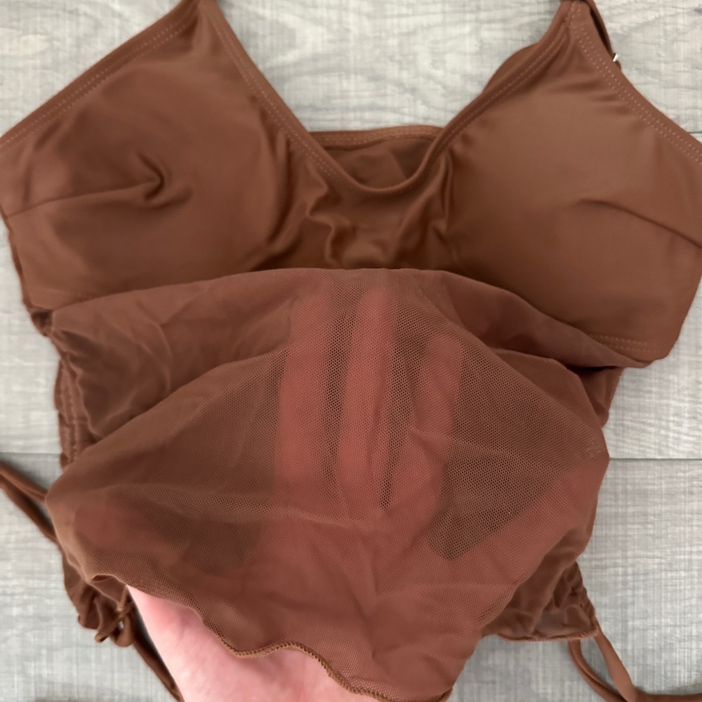 Brown Ruched Bikini Set - Picture 2 of 4